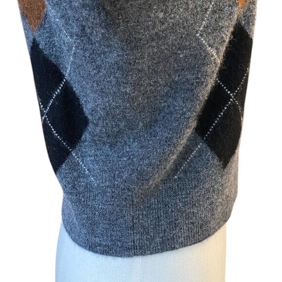 Rails Shae Wool Alpaca Argyle Cropped Sweater Polo Collar Preppy Dark Academia-M - Picture 7 of 12